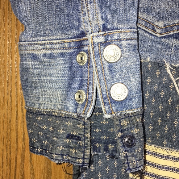 Upcycled patched fringed and frayed denim duster jean jacket - Picture 14 of 16